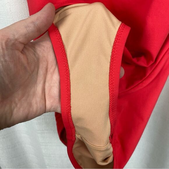 J.Crew Coral Scalloped V Neck One Piece Swimsuit Sz.8 - Picture 14 of 16